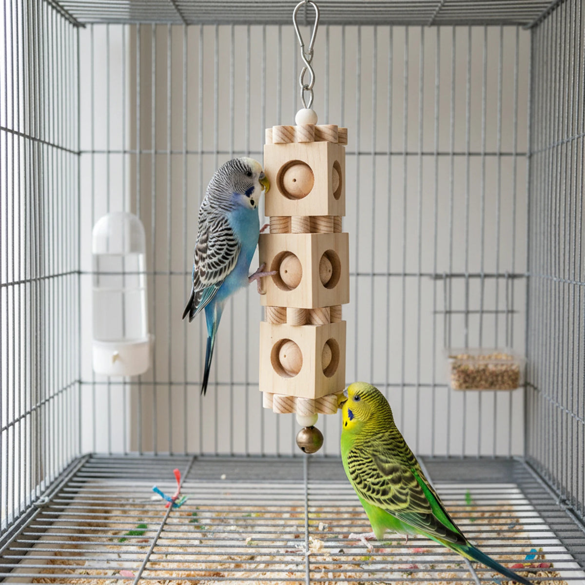 Colorful Wooden Parrot Chew Toys – Bite-Resistant Cage Enrichment Blocks & Interactive Puzzle Toys for Small Birds
