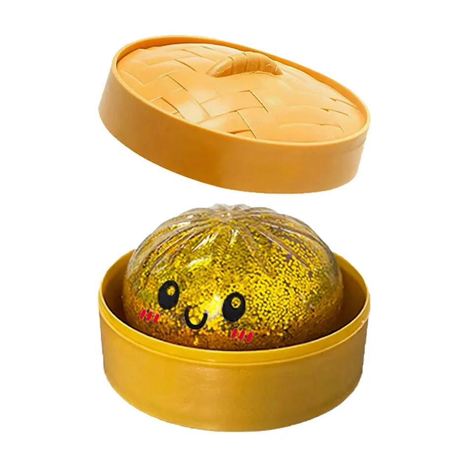 1–12PCS Glitter Dumpling Squishy with Box – Sensory Squeeze Stress Relief Fidget Toy, Glitter Dumplings Set