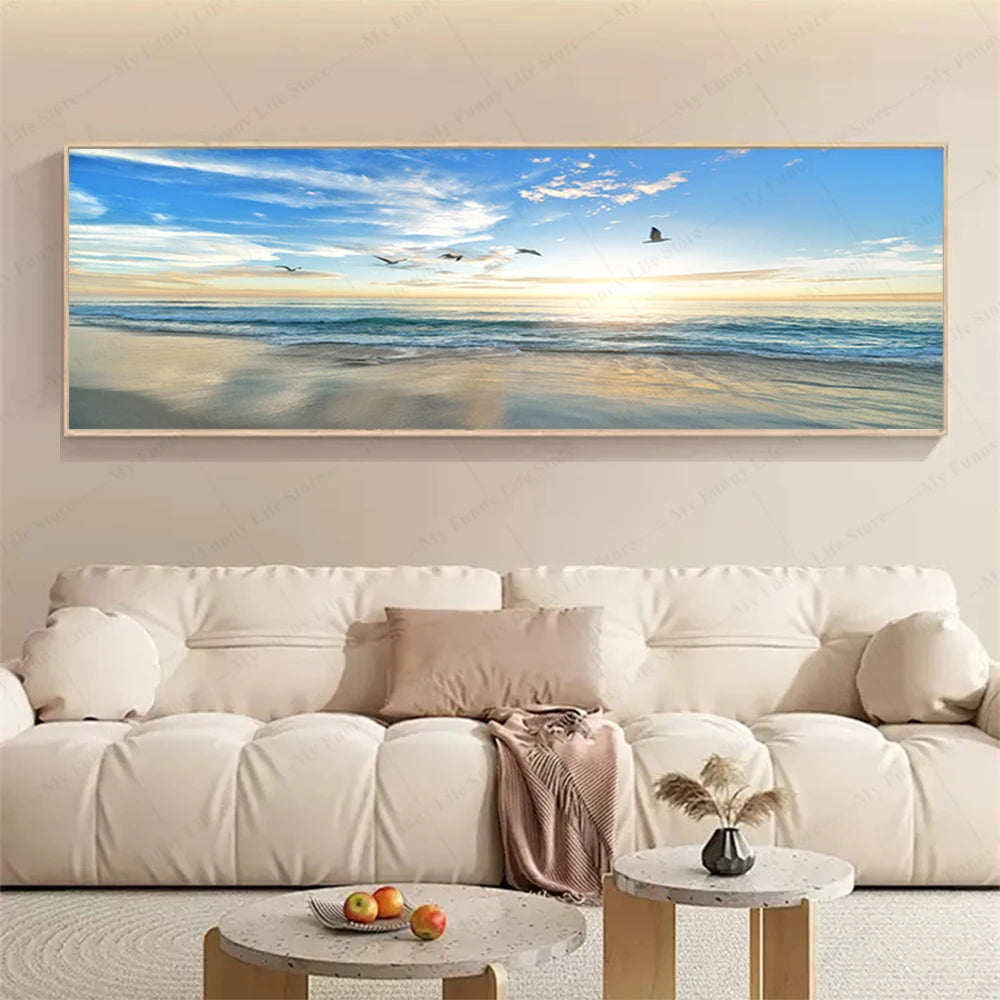 3D Landscape Canvas Wall Art – Mountain Lake Forest Scenery Painting Poster for Living Room, Bedroom & Home Decor