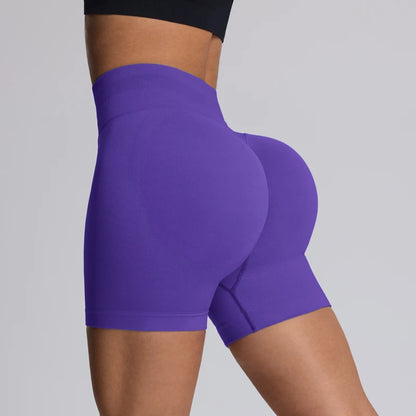 Shorts de yoga femme taille haute gainant sans couture pour l'entraînement, la salle de sport, la course et le fitness, à fort impact