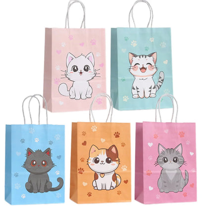 Bolsas de regalo de papel kraft de 5/10/25/50 piezas con asas – Bolsas de regalo y dulces de 10 colores para cumpleaños, bodas, baby showers y empaques de regalo