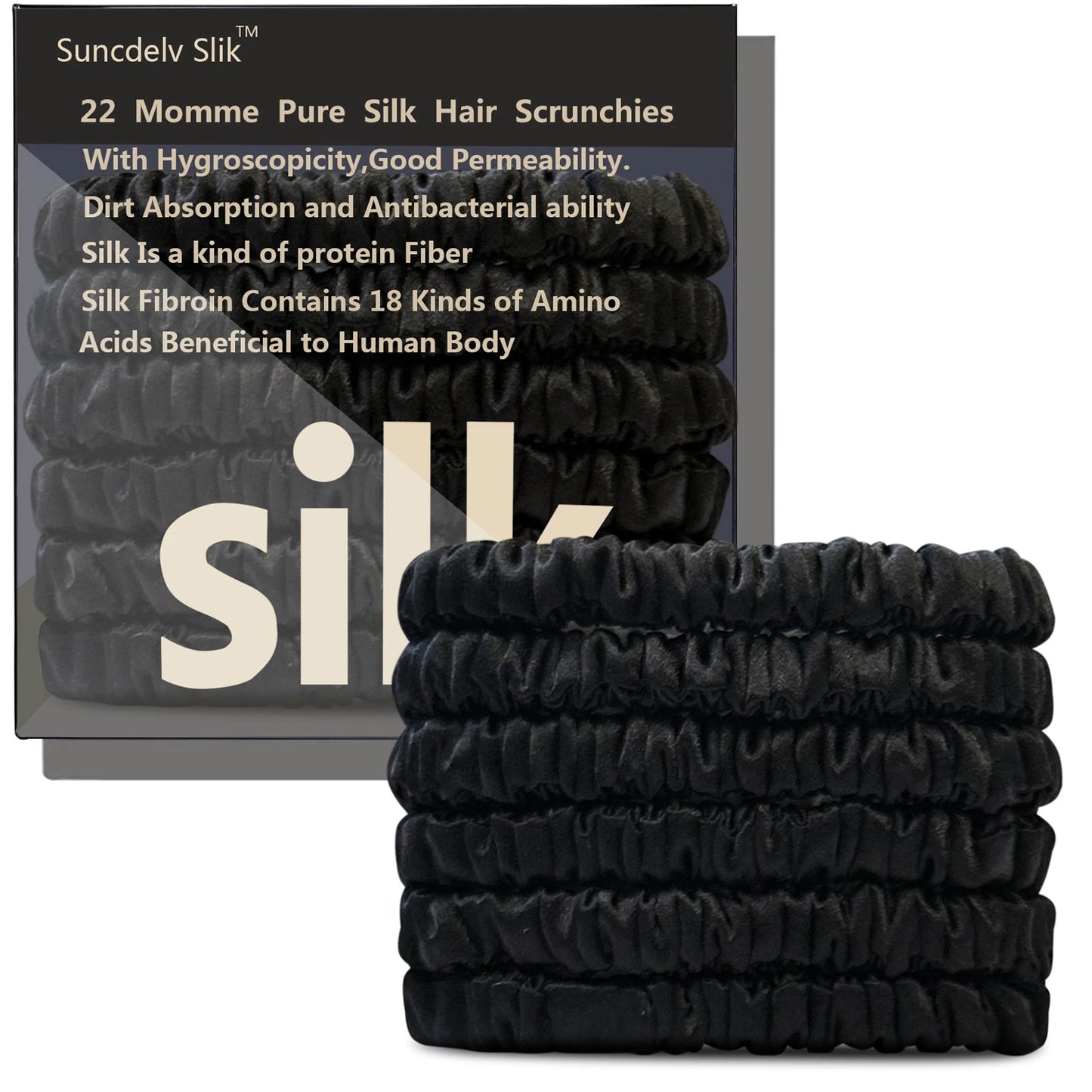 6 Lazos de Seda Pura Morera – Elásticos de Seda Hechos a Mano para Mujer y Niña | Lujosos Accesorios para el Cabello en Caja de Regalo