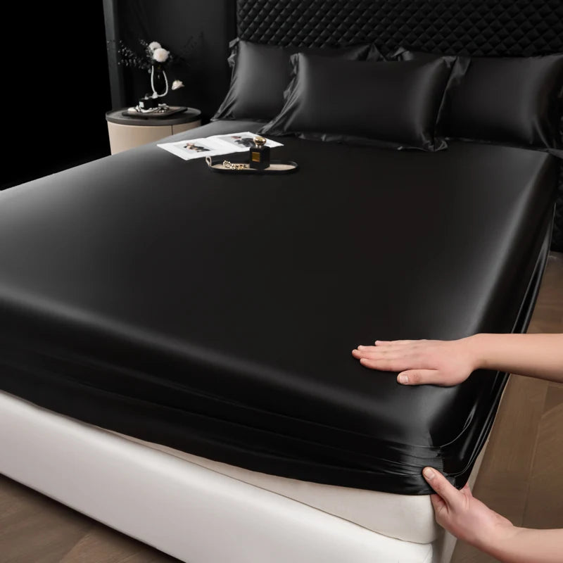 Rayon Satin Fitted Sheet – Soft Mattress Cover with Elastic Band for Single, Double, Queen & King Beds