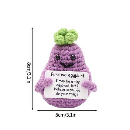 Poupée à énergie positive tissée à la main – Figurine en crochet de légumes et d'animaux avec carte de câlins, cadeau de festival fait à la main et artisanat de décoration intérieure créatif