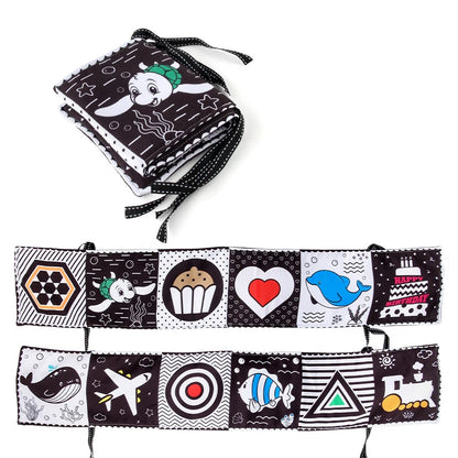Black & White Sensory Cloth Book for Babies 0–12 Months Montessori Soft Crinkle Toy