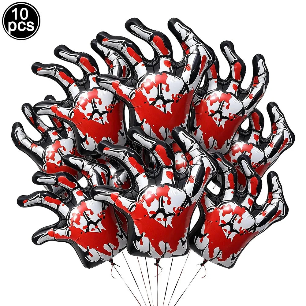 Large Halloween Standing Foil Balloons – Haunted House, Castle, Skull, Coffin & Witch Mylar Balloons for Halloween Party Decorations