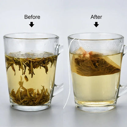 100pcs Empty Tea Bags with Drawstring – Disposable Filter Bags for Loose Leaf Tea, Coffee Beans, Herbal Powder & Spices, Biodegradable Paper Tea Strainer Bags for Home Brewing