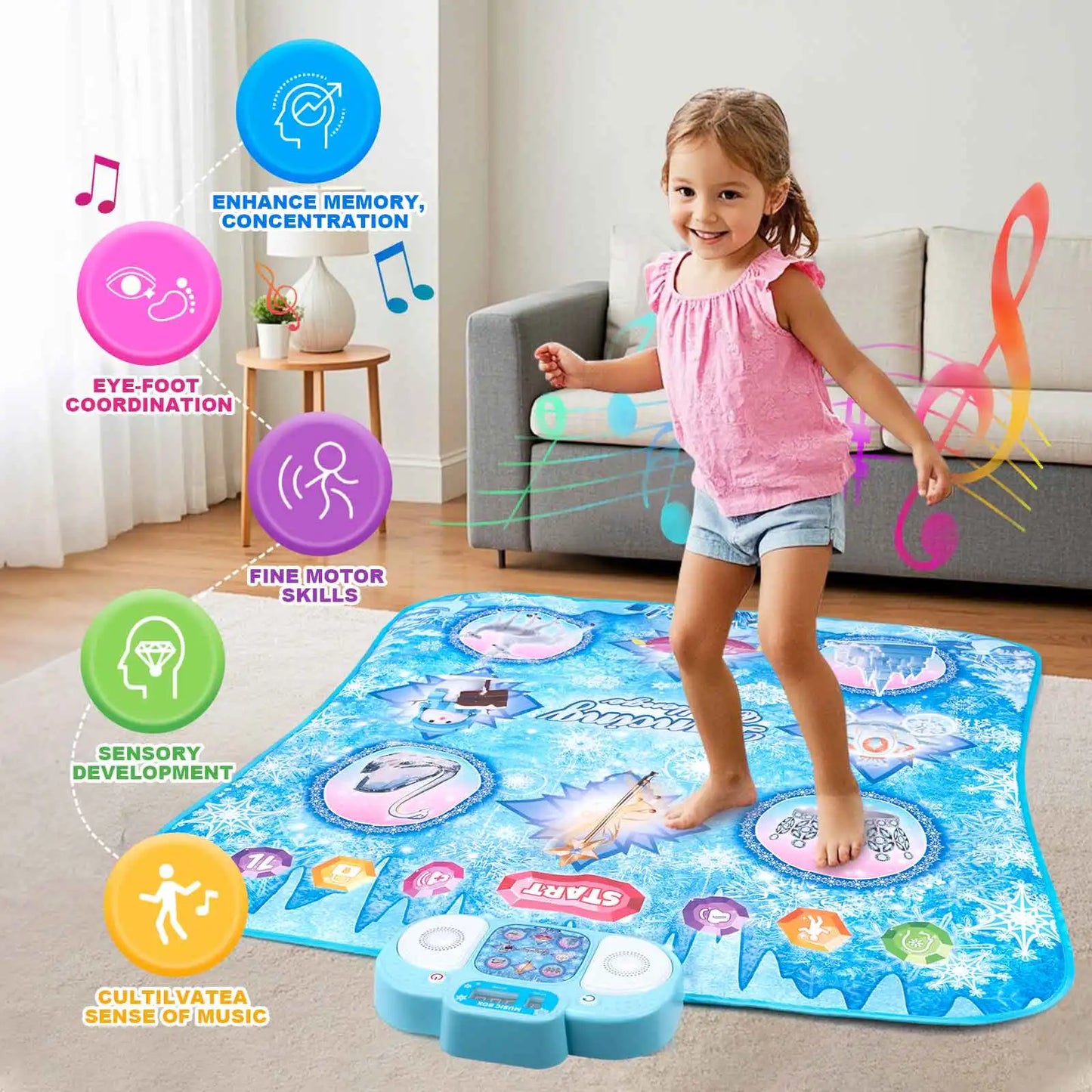 Kids Electronic Dance Mat – Double Player Music Dance Pad with 9 Levels Educational Toy
