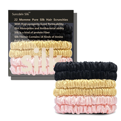 6 Lazos de Seda Pura Morera – Elásticos de Seda Hechos a Mano para Mujer y Niña | Lujosos Accesorios para el Cabello en Caja de Regalo