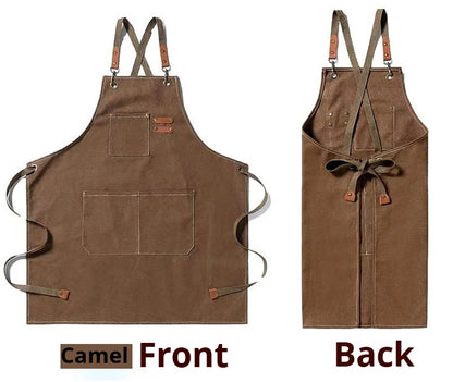 Delantal de trabajo de lona – Delantal de chef ajustable para cocina, barbacoa, restaurante y taller