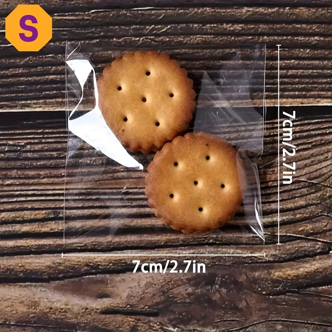 100PCS Bolsas de Plástico Transparentes Autoadhesivas para Regalos, Galletas, Dulces, Joyas y Empaque de Bizcochos