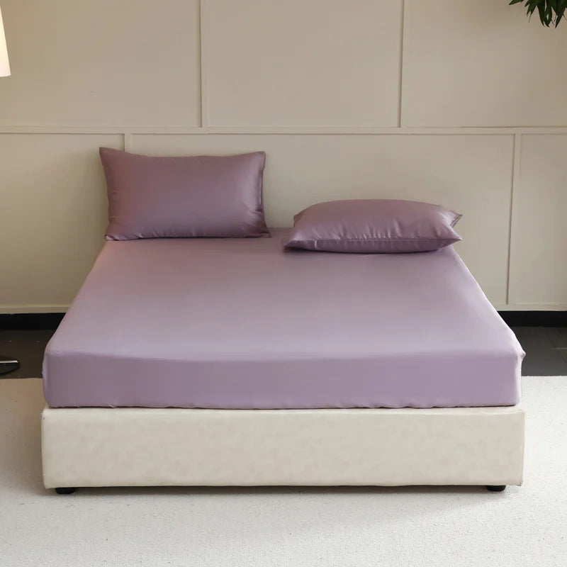 Luxury Mulberry Silk Fitted Sheet – Soft Elastic Mattress Cover for Single, Double, Queen & King Beds