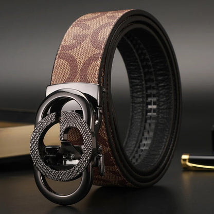 Men's Luxury-Style Canvas & Leather Belt – Automatic Buckle Designer-Style Waist Belt for Business, Jeans & Casual Everyday Wear