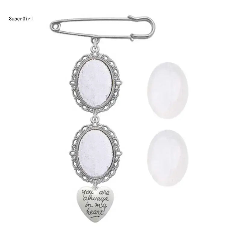 Wedding Bouquet Photo Charm – Oval Picture Frame Pendant Brooch for Bridal Bouquets & Memorial Keepsakes