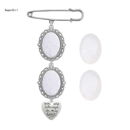 Wedding Bouquet Photo Charm – Oval Picture Frame Pendant Brooch for Bridal Bouquets & Memorial Keepsakes
