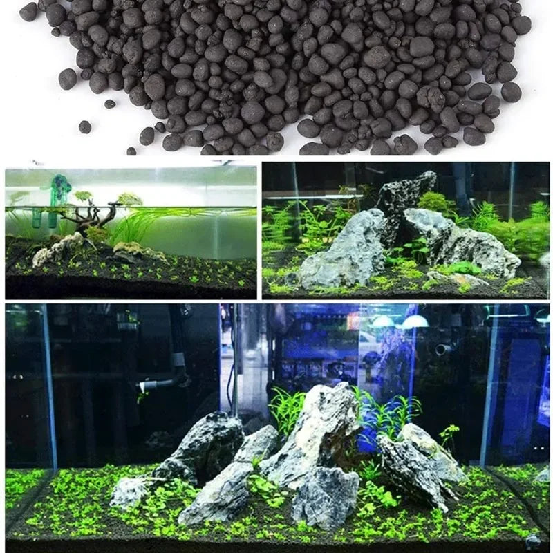 500g Aquarium Plant Substrate Soil – Black Clay Gravel for Fish Tanks, Aquatic Plants, Moss & Natural Planted Aquarium Landscaping