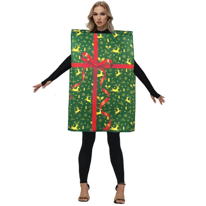 Adult Christmas Gift Box Costume, Funny Present Box Cosplay Outfit for Women and Girls, Novelty Christmas Party Dress-Up Costume for New Year, Family Matching, Stage Shows and Holiday Events
