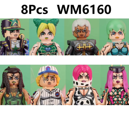JoJo's Bizarre Adventure Building Blocks – JJBA Mini Action Figure Toy Set, DIY Construction Blocks & Collectible Display Figures