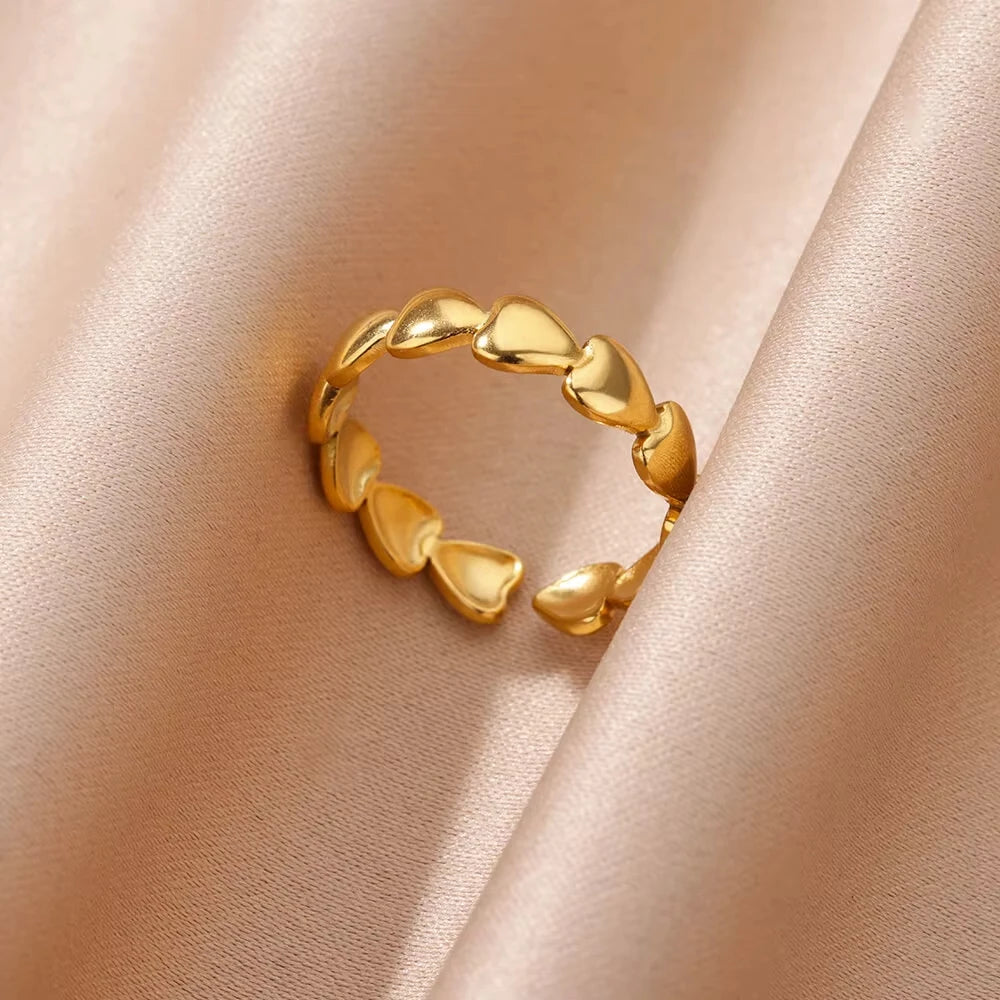 Anillo de circonita de acero inoxidable ajustable con diseño de ojo turco – Anillo de boda geométrico de color dorado para mujer | Regalo de joyería de lujo de moda