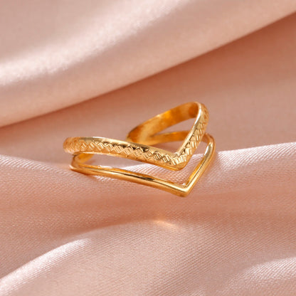 Bague Skyrim en acier inoxydable cœur géométrique pour femme, réglable, ouverte, pour fête, esthétique