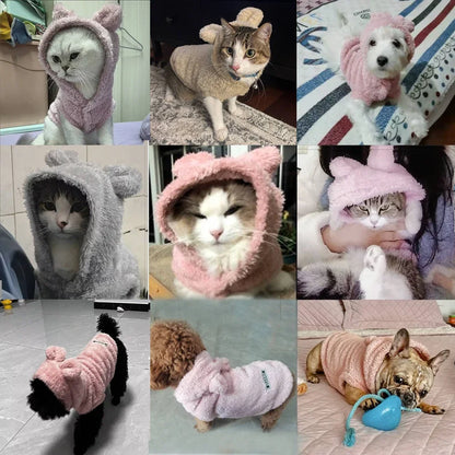 Winter Pet Hoodie Coat – Warm Fleece Jacket for Cats & Small to Medium Dogs, Cozy Puppy & Kitten Sweater Clothes for Sphynx Cats