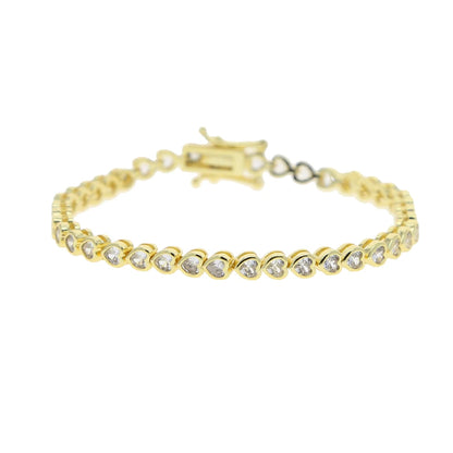 Pulsera de tenis 5A CZ – Pulsera geométrica de cristal de circonita cúbica con bisel para mujer | Joyería de moda clásica de lujo