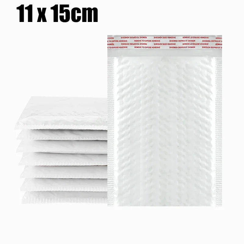 Sobres de burbujas blancos – Sobres de envío acolchados impermeables con autocierre, bolsas de embalaje de burbujas gruesas para envíos seguros (11/15/23 cm)