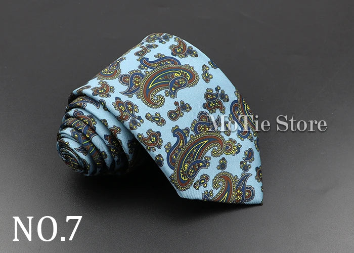 Men's 7.5cm Soft Silk Necktie – Floral & Dot Pattern Tie for Weddings, Business, Parties & Formal Wear