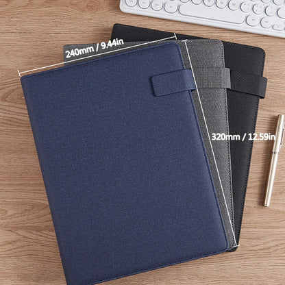 A4 PU Leather Padfolio Folder – Multifunction Document Holder & Business Portfolio Organizer for Men & Women