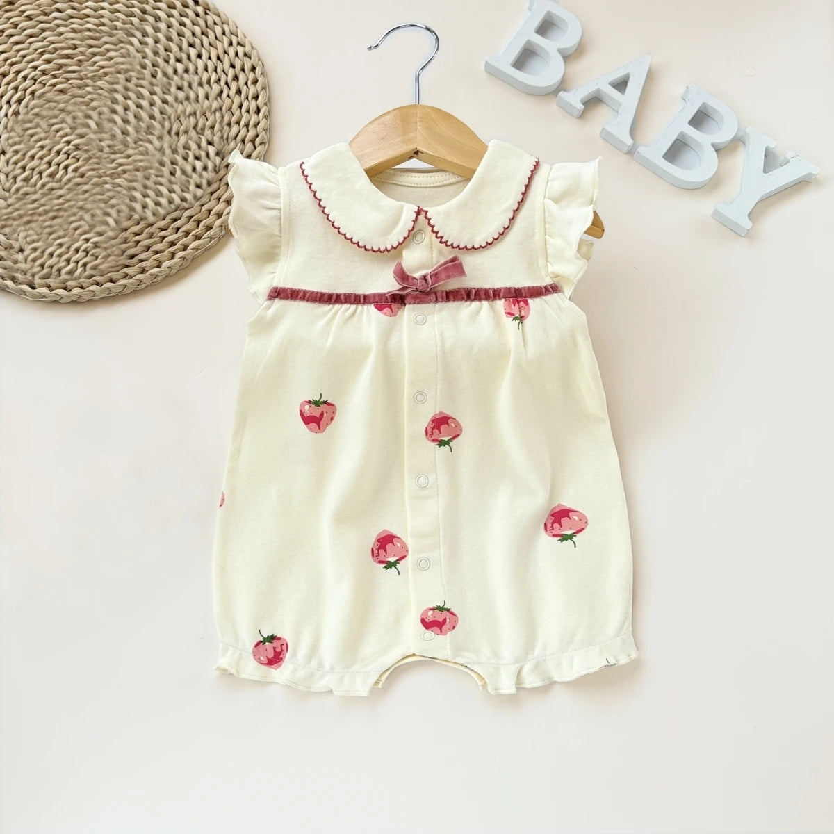 Pelele de verano para bebé recién nacido – Body de manga corta de algodón suave con estampado de dibujos animados para bebés y niñas (3-18 meses)