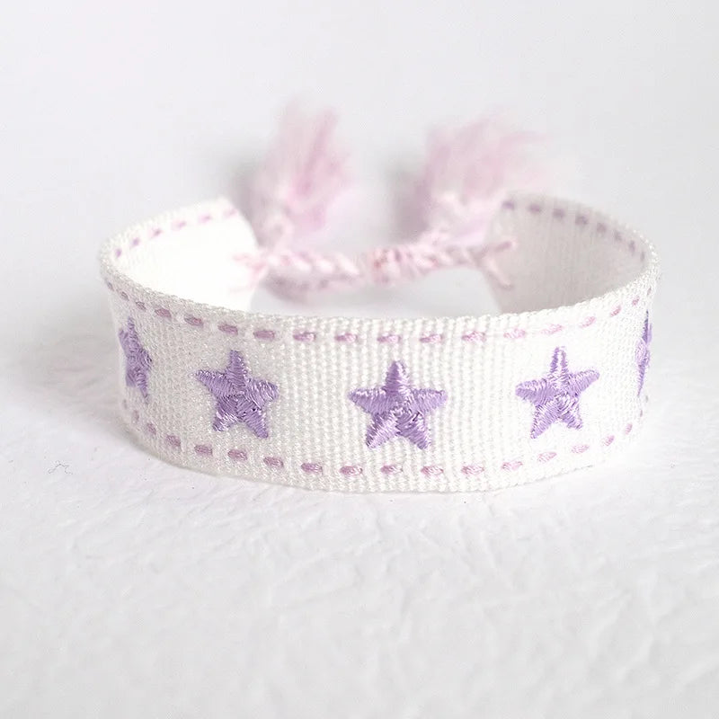 Pulsera de estrella bordada bohemia – Correa de muñeca tejida a mano con borlas para mujer | Regalo de joyería de moda étnica