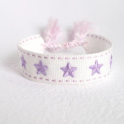 Pulsera de estrella bordada bohemia – Correa de muñeca tejida a mano con borlas para mujer | Regalo de joyería de moda étnica