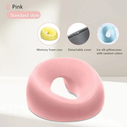 Almohada boca abajo – Almohada de siesta de espuma viscoelástica para escritorio, cojín ergonómico para dormir boca abajo, reposacabezas cómodo para el descanso en la oficina, mesa de masaje, salón de belleza y relajación en el hogar