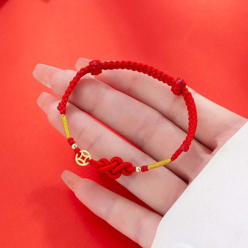 Pulsera de cuerda roja con nudo de la suerte – Pulsera de hilo ajustable hecha a mano para mujeres y hombres, regalo de joyería amuleto de la amistad
