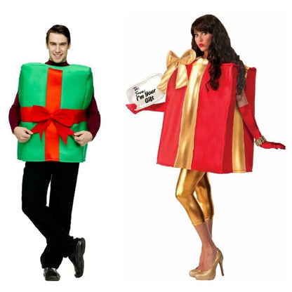 Adult Christmas Present Box Costume with Bow Decoration, Sleeveless Gift Box Cosplay Outfit for Christmas Parties, Holiday Events, Costume Parties and Festive Celebrations