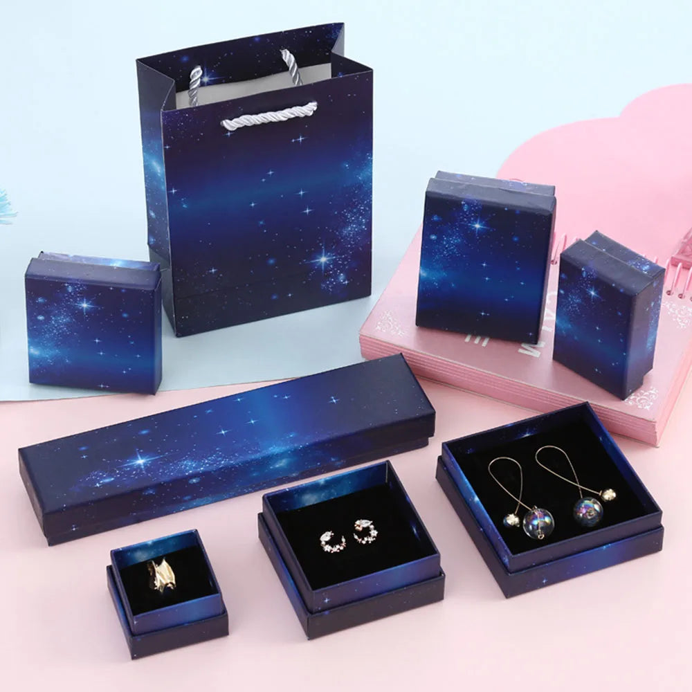 12PCS Paper Jewelry Gift Boxes for Rings, Earrings, Bracelets & Necklaces – Black & Gray Display Cases
