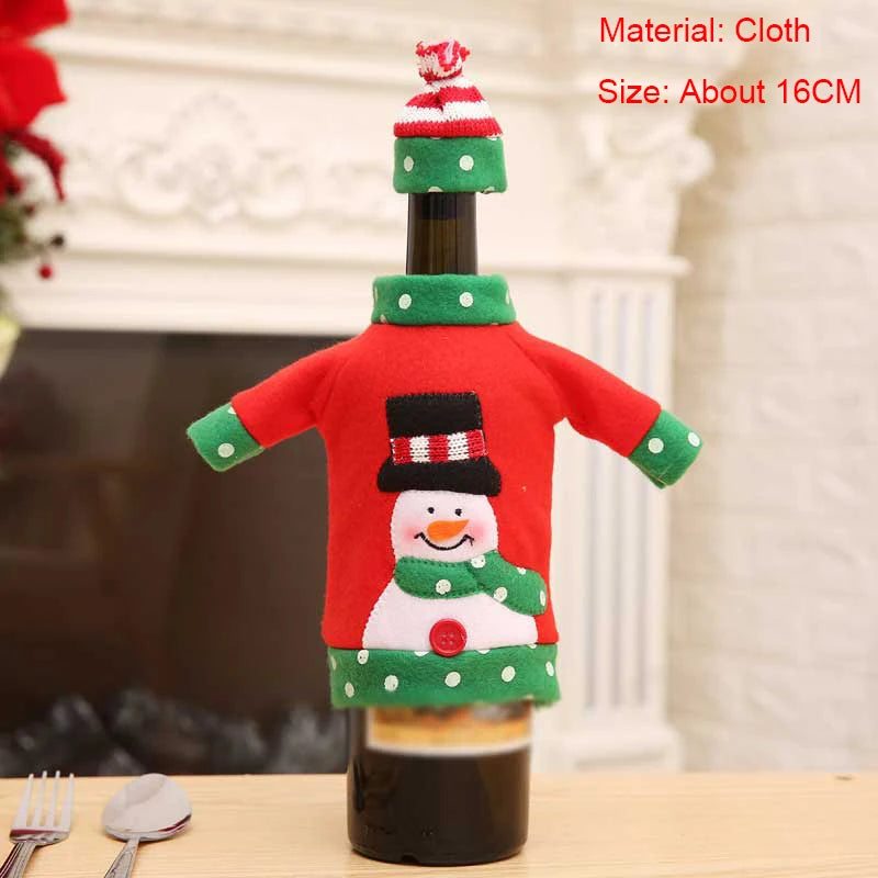 Christmas Wine Bottle Cover Set – Red Dress Wine Bottle Bag for Xmas, New Year Gifts, Navidad Party & Dinner Table Decor
