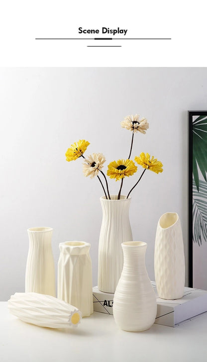 Nordic Modern Plastic Flower Vase – Minimalist Decorative Vase for Fresh Flowers & Home Décor
