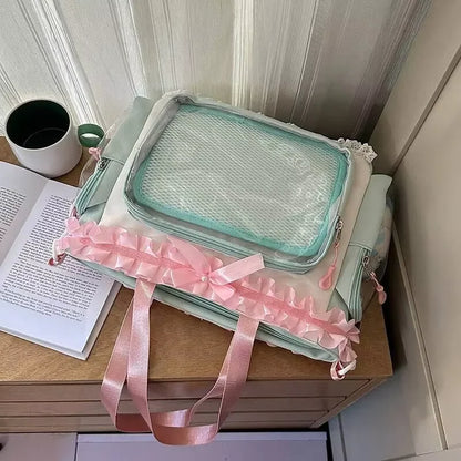 Bolsa Ita Japonesa Y2K para Mujer – Bonito Bolso de Hombro Transparente Lolita, Bolso Cruzado Grande de Exhibición DIY, Cartera de Moda Kawaii para la Escuela, Viajes y Uso Diario