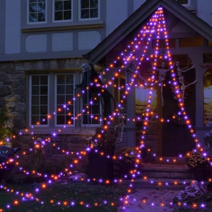 5M 250 LED Halloween Spider Web Lights – Waterproof 8-Mode Spider Net String Lights with Giant Scary Spider for Party Decor