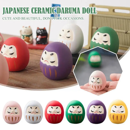 Japanese Daruma Doll Figurine – Traditional Ceramic Lucky Fortune Charm, Miniature Home Decor Ornament & Cultural Gift