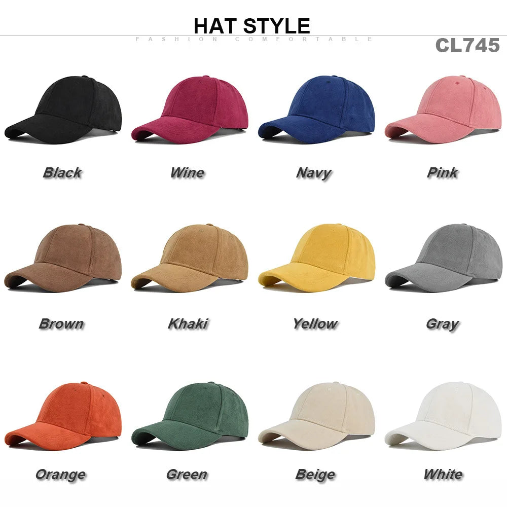 Casquette de baseball rétro en suède uni – Casquette snapback réglable hip hop pour hommes et femmes, casquette de style urbain à visière en fausse fourrure pour le printemps et l'automne