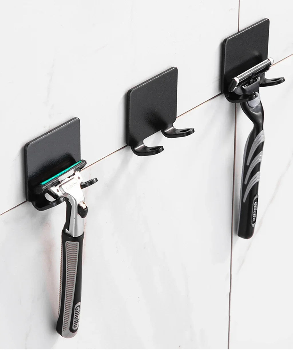 Stainless Steel Razor Holder – Wall Mounted Bathroom Shaver Storage Hook, Punch-Free Razor Rack Organizer, Men’s Shaving Accessory Shelf for Shower & Bathroom Storage