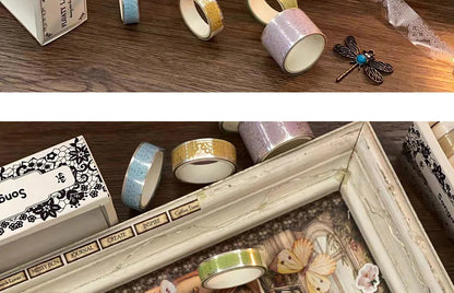 Juego de 6 rollos de cinta washi PET retro de encaje – Cinta adhesiva decorativa para diario, álbum de recortes, bullet journal y manualidades