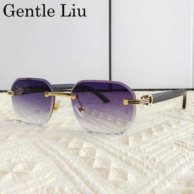 Vintage Square Rimless Sunglasses for Men – Frameless Punk Eyewear with UV400 Lenses, Trendy 2026 Fashion Glasses