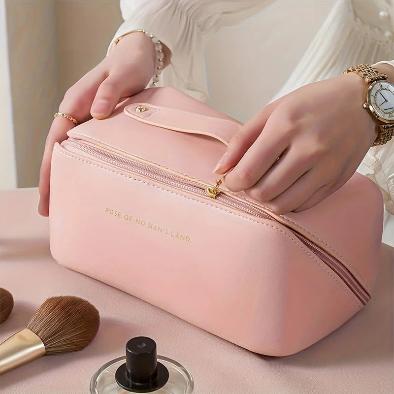 Trousse de Maquillage de Luxe pour Femmes – Trousse de Toilette Portable, Pochette de Rangement Cosmétique avec Fermeture Éclair, Boîte de Rangement de Voyage pour Maquillage, Soins de la Peau et Essentiels Personnels