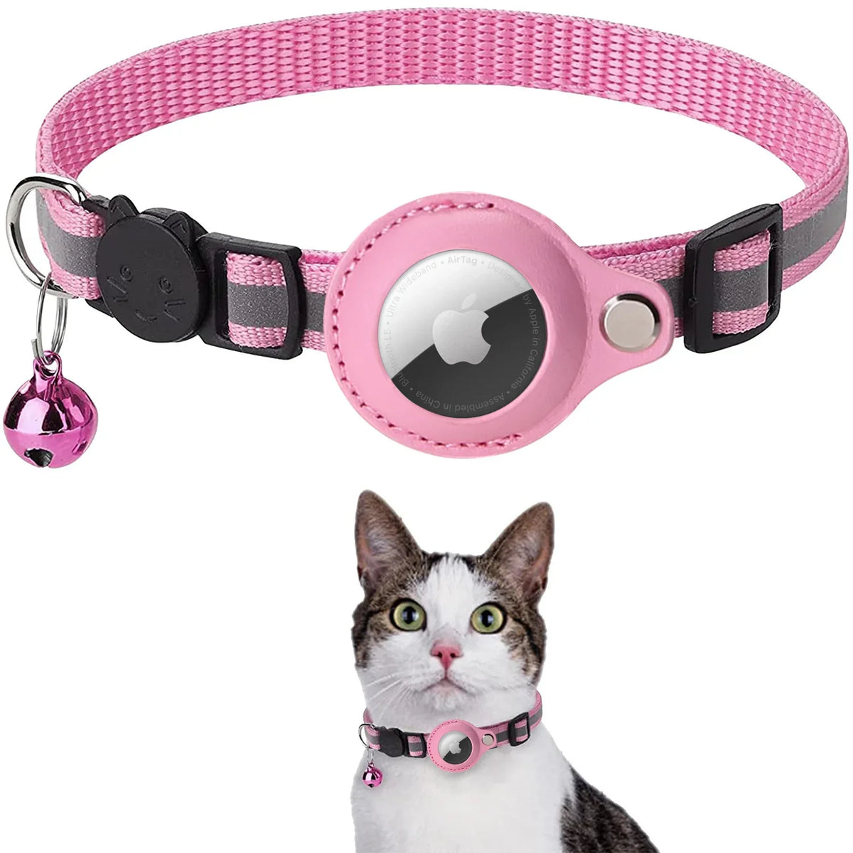 AirTag Pet Collar Case – Protective Tracker Holder with Reflective Collar & Bell for Cats and Small Dogs