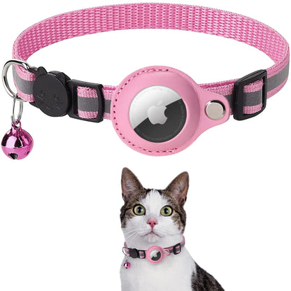 AirTag Pet Collar Case – Protective Tracker Holder with Reflective Collar & Bell for Cats and Small Dogs