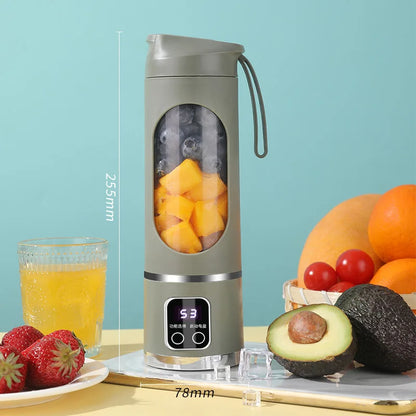 450ml Portable Blender – 10-Blade USB Rechargeable Fruit Juicer with 3-Speed Settings & Ice Crushing for Smoothies and Shakes