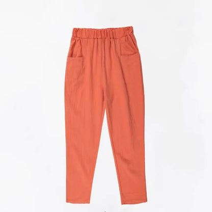 Women's Summer Cotton Harem Pants – Lightweight Loose High-Waist Cropped Trousers, Korean-Style Casual Plus Size Pants